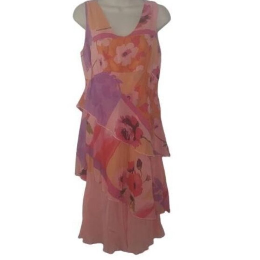 Click by Color Me Cotton Layered Pink Floral Midi Dress